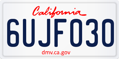 CA license plate 6UJF030