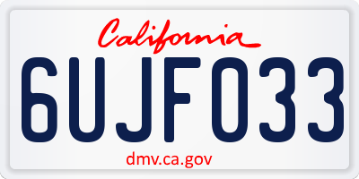 CA license plate 6UJF033