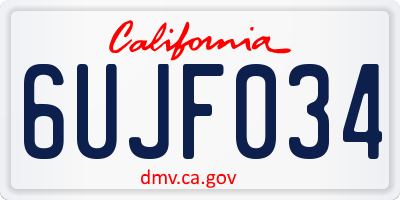 CA license plate 6UJF034