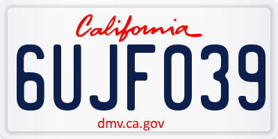 CA license plate 6UJF039