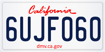 CA license plate 6UJF060