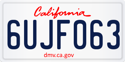 CA license plate 6UJF063