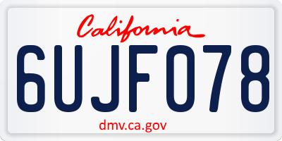 CA license plate 6UJF078