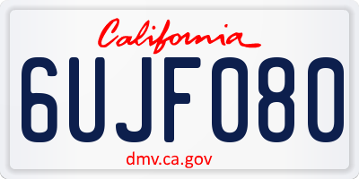 CA license plate 6UJF080
