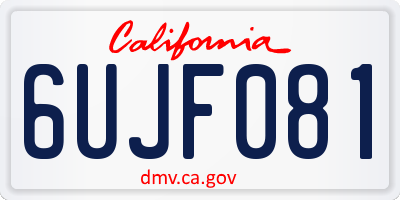 CA license plate 6UJF081