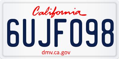 CA license plate 6UJF098