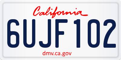 CA license plate 6UJF102