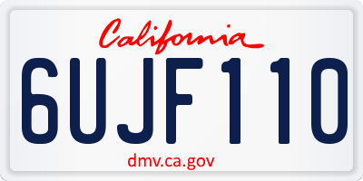 CA license plate 6UJF110