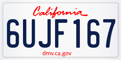 CA license plate 6UJF167