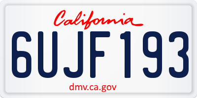 CA license plate 6UJF193