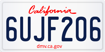 CA license plate 6UJF206