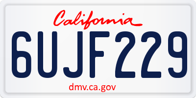 CA license plate 6UJF229