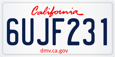 CA license plate 6UJF231