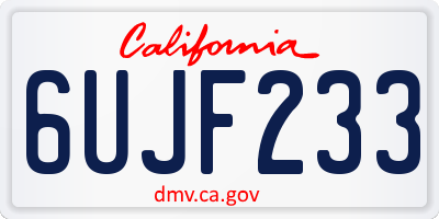 CA license plate 6UJF233