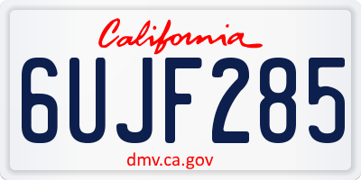 CA license plate 6UJF285