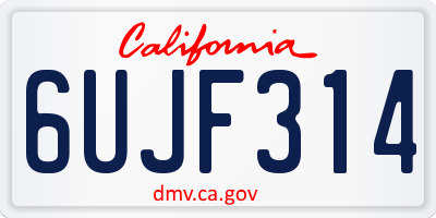 CA license plate 6UJF314