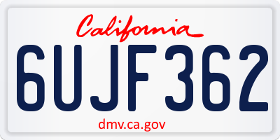 CA license plate 6UJF362