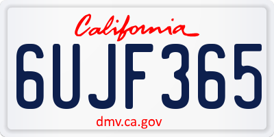 CA license plate 6UJF365