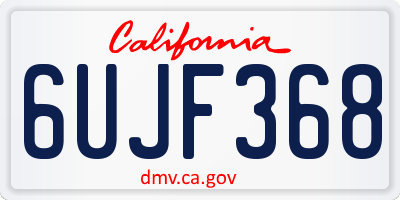 CA license plate 6UJF368
