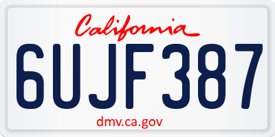 CA license plate 6UJF387