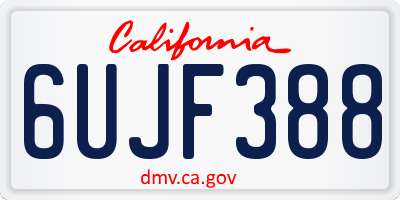 CA license plate 6UJF388