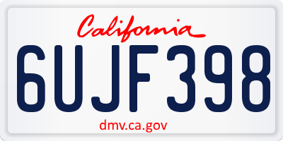 CA license plate 6UJF398