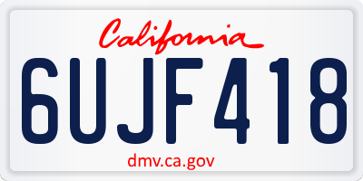 CA license plate 6UJF418
