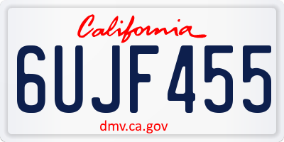 CA license plate 6UJF455