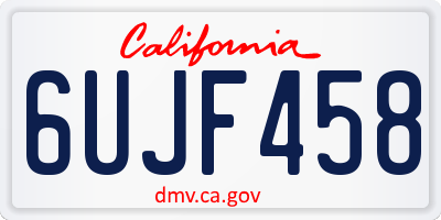 CA license plate 6UJF458