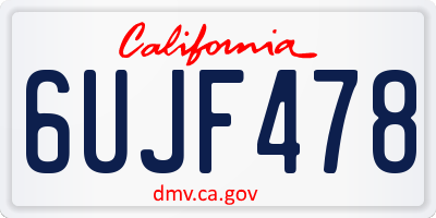 CA license plate 6UJF478