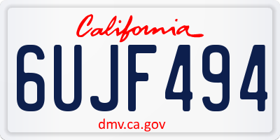 CA license plate 6UJF494