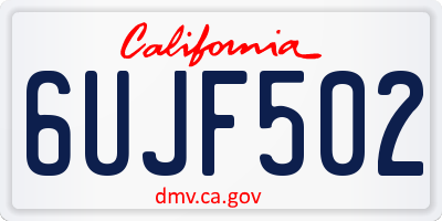 CA license plate 6UJF502