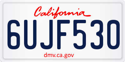 CA license plate 6UJF530