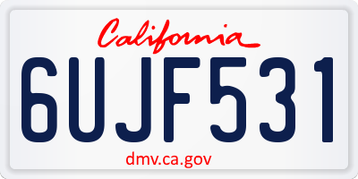 CA license plate 6UJF531