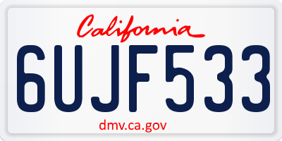 CA license plate 6UJF533