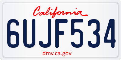 CA license plate 6UJF534