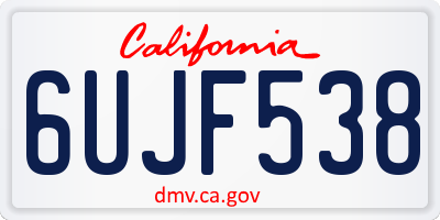 CA license plate 6UJF538
