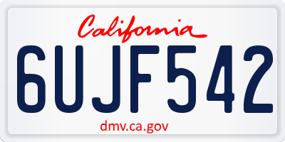 CA license plate 6UJF542