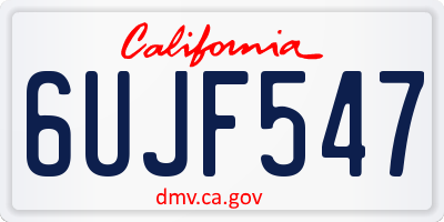 CA license plate 6UJF547