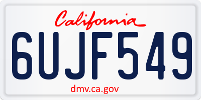 CA license plate 6UJF549