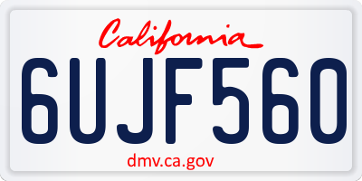 CA license plate 6UJF560