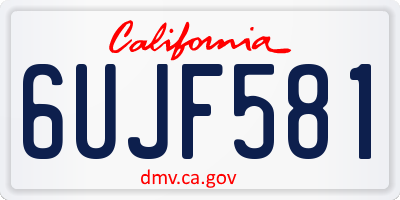 CA license plate 6UJF581