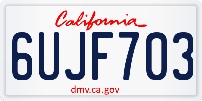 CA license plate 6UJF703
