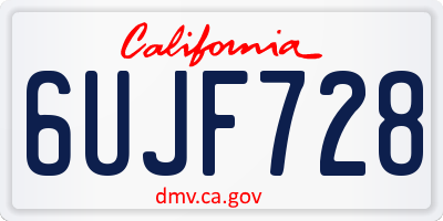 CA license plate 6UJF728