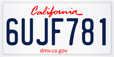 CA license plate 6UJF781
