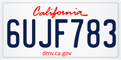 CA license plate 6UJF783