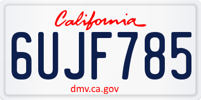 CA license plate 6UJF785
