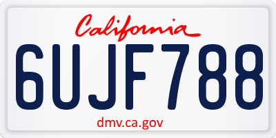 CA license plate 6UJF788