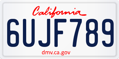 CA license plate 6UJF789