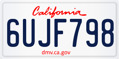 CA license plate 6UJF798